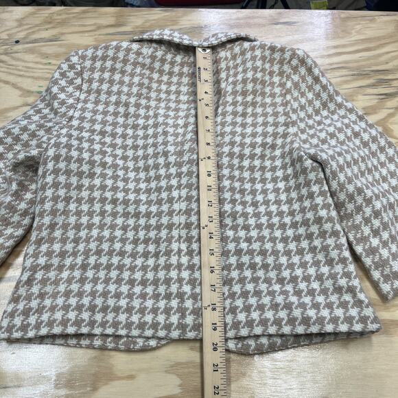 Banana Republic Houndstooth Wool Cropped Coat Jacket Beige Size 12 Classic Y2K - Picture 13 of 14